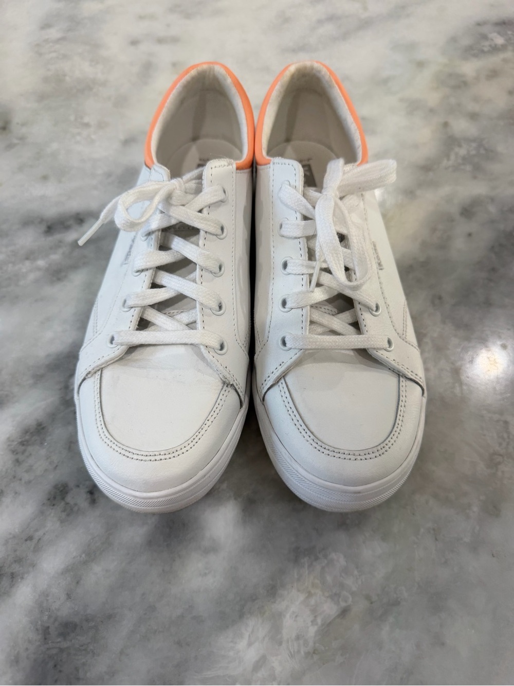 Keds White Leather Coral Accent Sneakers Women’s Size 8